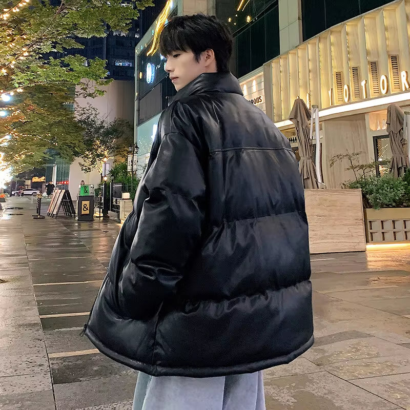 Men Streetwear Hip Hop Blue Winter Bubble Jackets Coat 2026 Mens Harajuku Warm Parka Male Korean Fashions Puffer Jacket