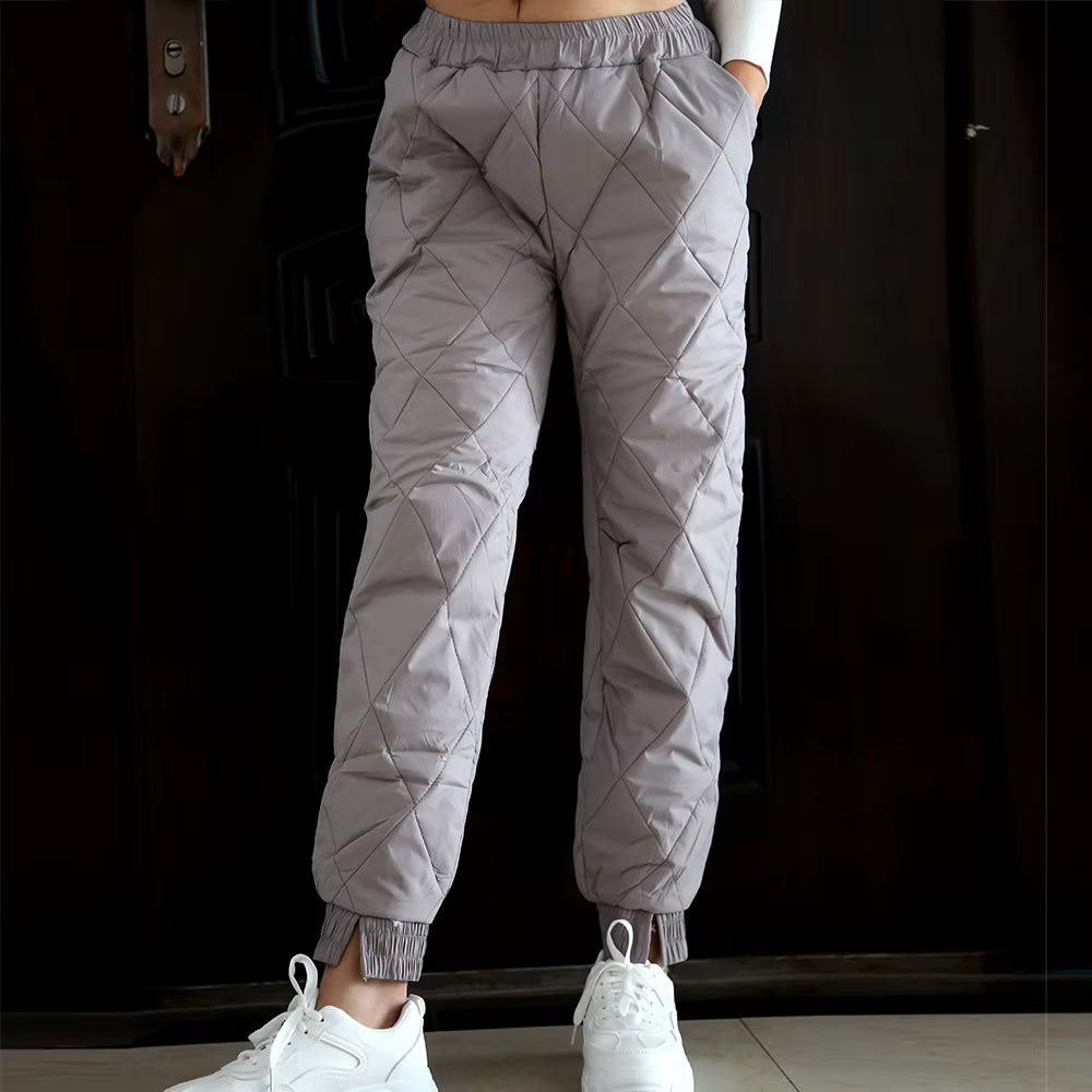 Soft down Pants Women Warm Winter Wear Thick Female High Waist Clothes Casual Pant Windproof Outdoor Sports Ladies Trousers
