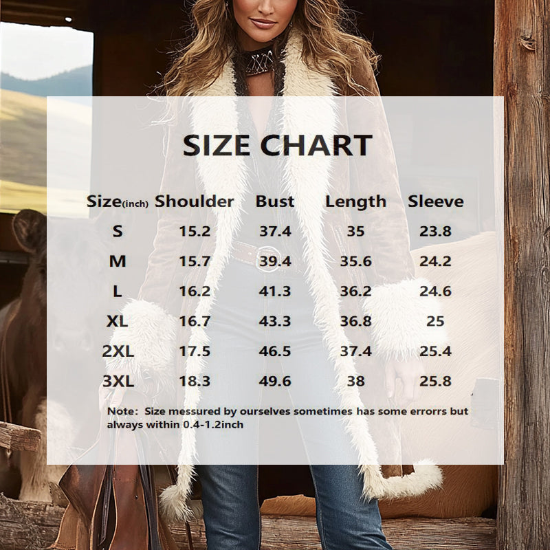 Vintage Women'S Long Plush Coat with Fur Collar, Winter Warm Thick Trench Jacket for Formal & Casual