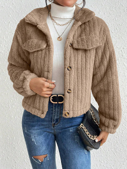 EMERY ROSE Flap Detail Flannel Jacket Fall Winter Cloth for Women