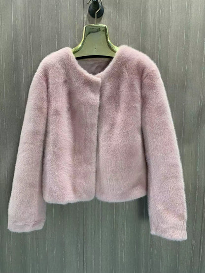 Women'S Winter Warm Imitation Mink Fur Jacket Fashionable and Casual Style