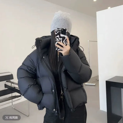 Hooded Casual Short Cotton Jacket for Women in Winter, Small Stature, Thick and Fashionable Temperament, Warm down Jacket