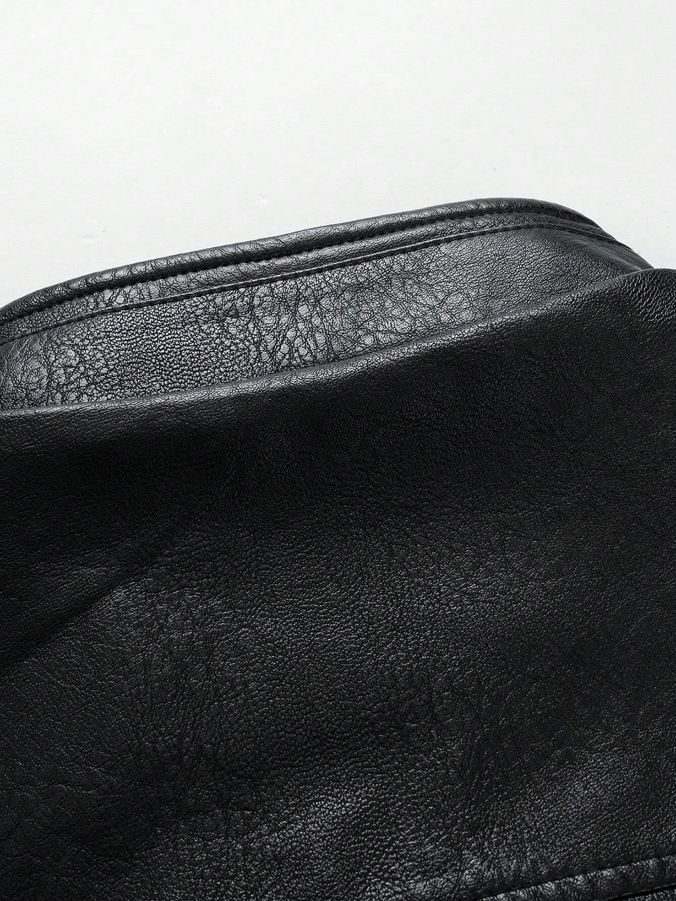 Men'S Long Sleeve Fashion Leather Rave Jacket, for Fall Winter, Grunge