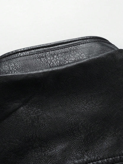 Men'S Long Sleeve Fashion Leather Rave Jacket, for Fall Winter, Grunge