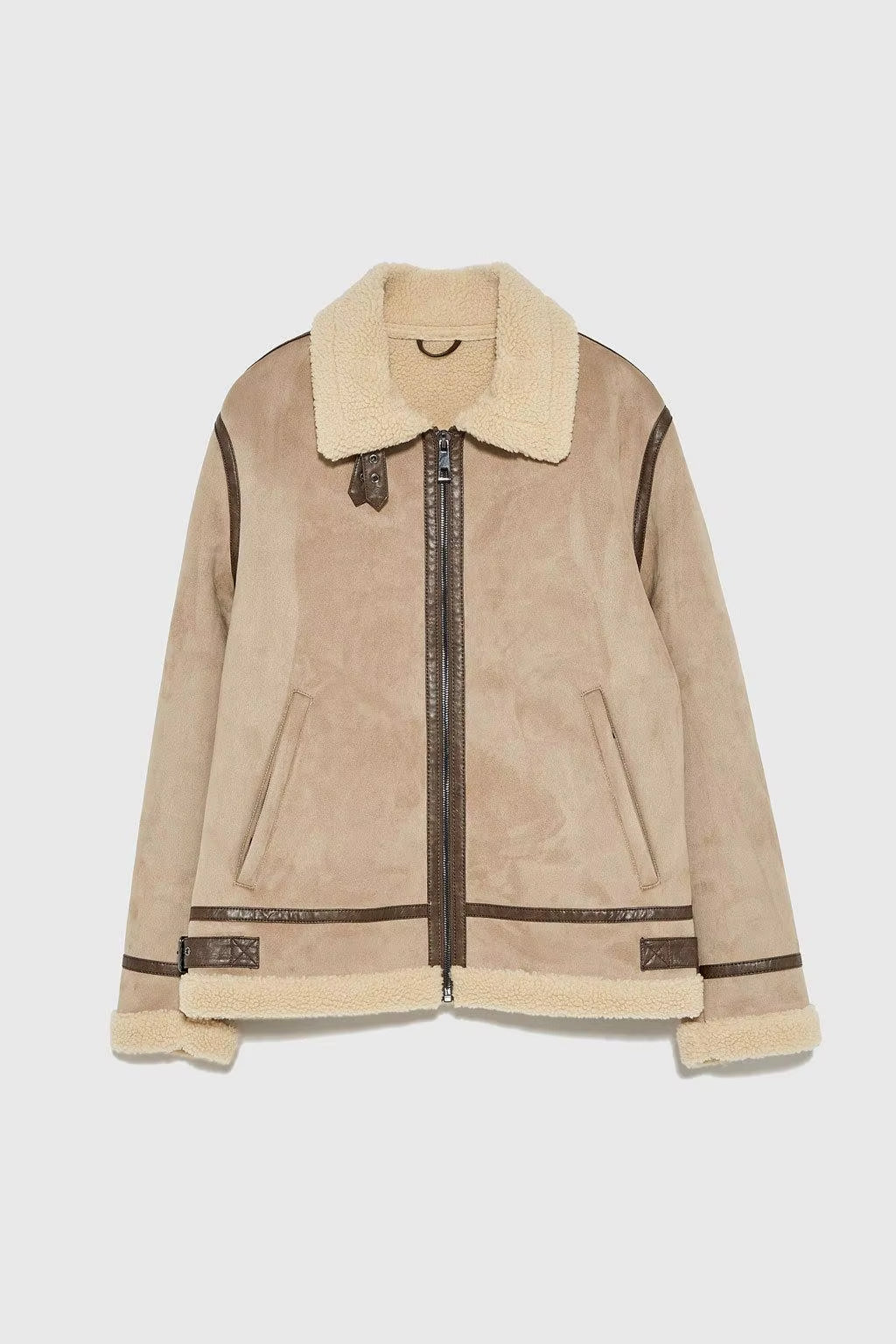 Warm Winter High-Quality Lapel Suede Cashmere Piping Double-Sided Motorcycle Punk Warm Winter Leather Jacket for Men Warm Winte