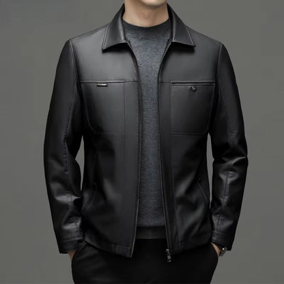 Genuine Leather Man Jackets Autumn Winter Clothes Loose Business Casual Coat Fashion Men Leather down Jacket Chaquetas Hombre