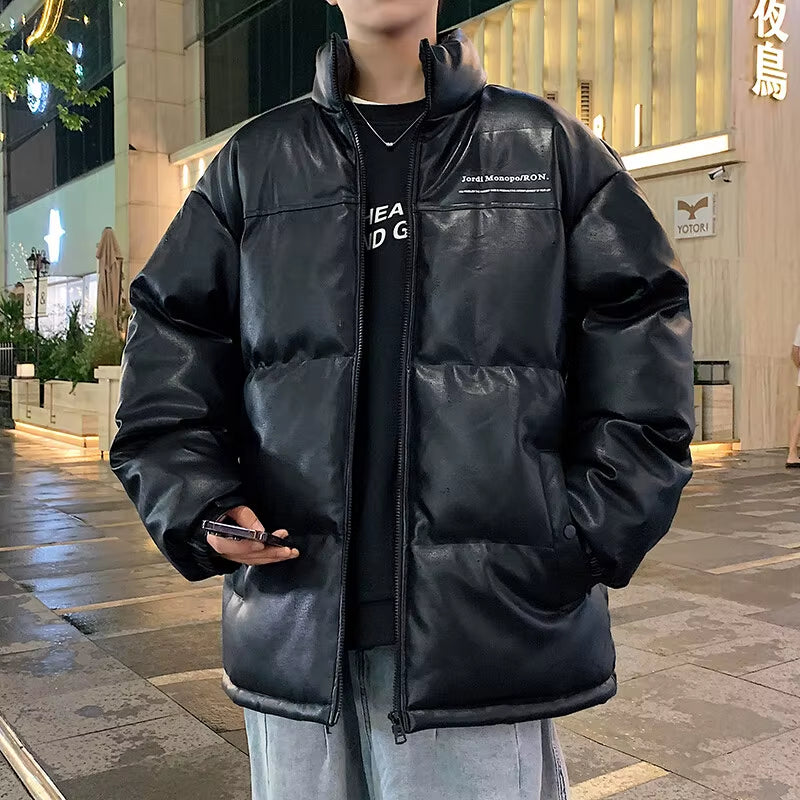 Men Streetwear Hip Hop Blue Winter Bubble Jackets Coat 2026 Mens Harajuku Warm Parka Male Korean Fashions Puffer Jacket