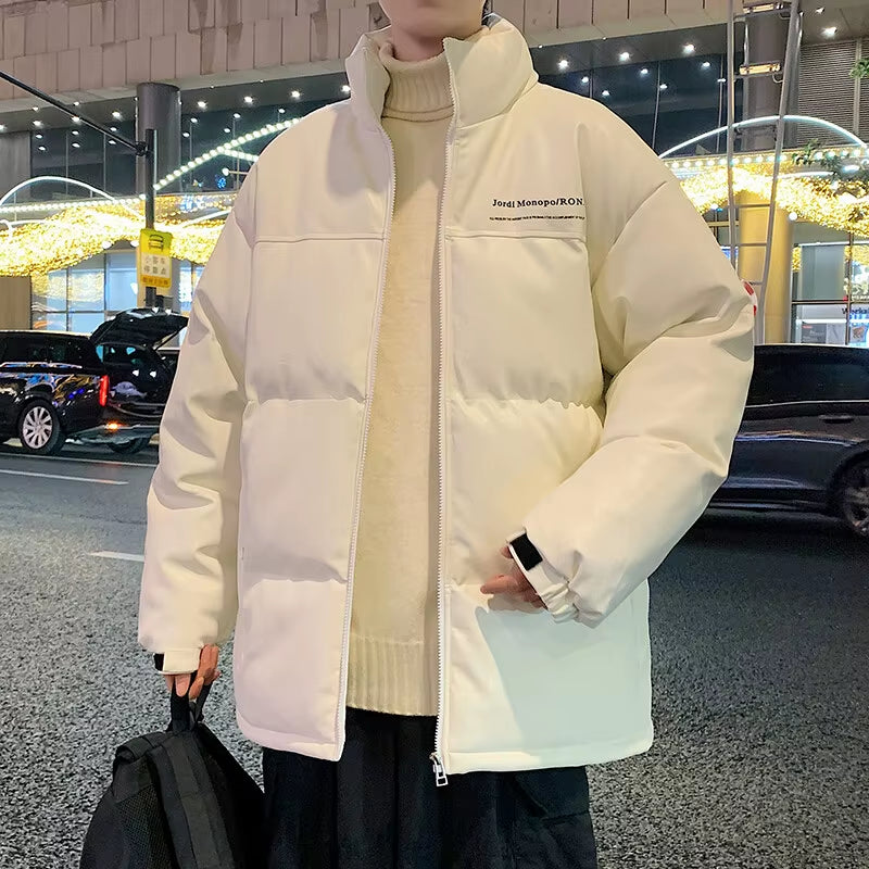 Men Streetwear Hip Hop Blue Winter Bubble Jackets Coat 2026 Mens Harajuku Warm Parka Male Korean Fashions Puffer Jacket