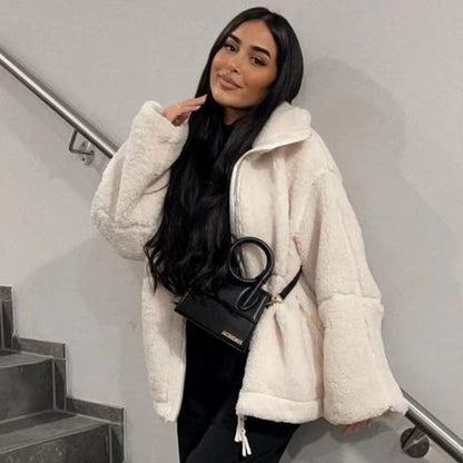 Autumn Winter Coat for Women Oversize Long Teddy Bear Warm Thickening Fleece Faux Fur Coats Winter Jacket Women Long Sleeve Top