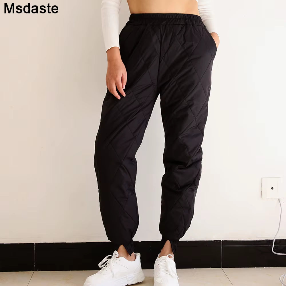 Soft down Pants Women Warm Winter Wear Thick Female High Waist Clothes Casual Pant Windproof Outdoor Sports Ladies Trousers