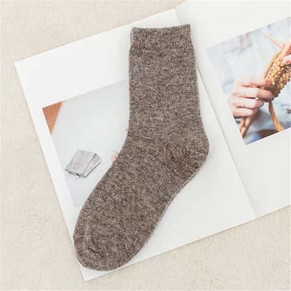 Pure Color Warm Winter Socks Angora Rabbit Hair Female Thickening Wool Socks Cotton Socks Rabbit Wool Socks Winter
