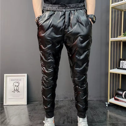2022 New Men Shiny Winter down Pant Thick Warm Sweatpants Casual Trousers Slim Outdoor Windproof Waterproof Cotton Pants
