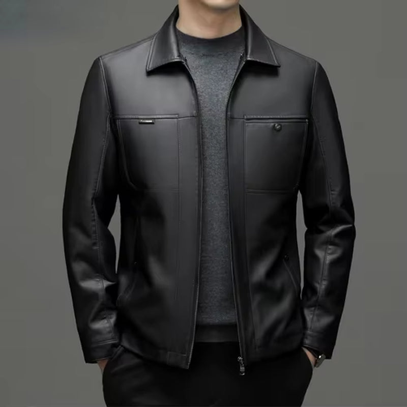 Genuine Leather Man Jackets Autumn Winter Clothes Loose Business Casual Coat Fashion Men Leather down Jacket Chaquetas Hombre