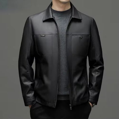 Genuine Leather Man Jackets Autumn Winter Clothes Loose Business Casual Coat Fashion Men Leather down Jacket Chaquetas Hombre
