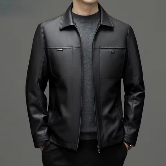 Genuine Leather Man Jackets Autumn Winter Clothes Loose Business Casual Coat Fashion Men Leather down Jacket Chaquetas Hombre