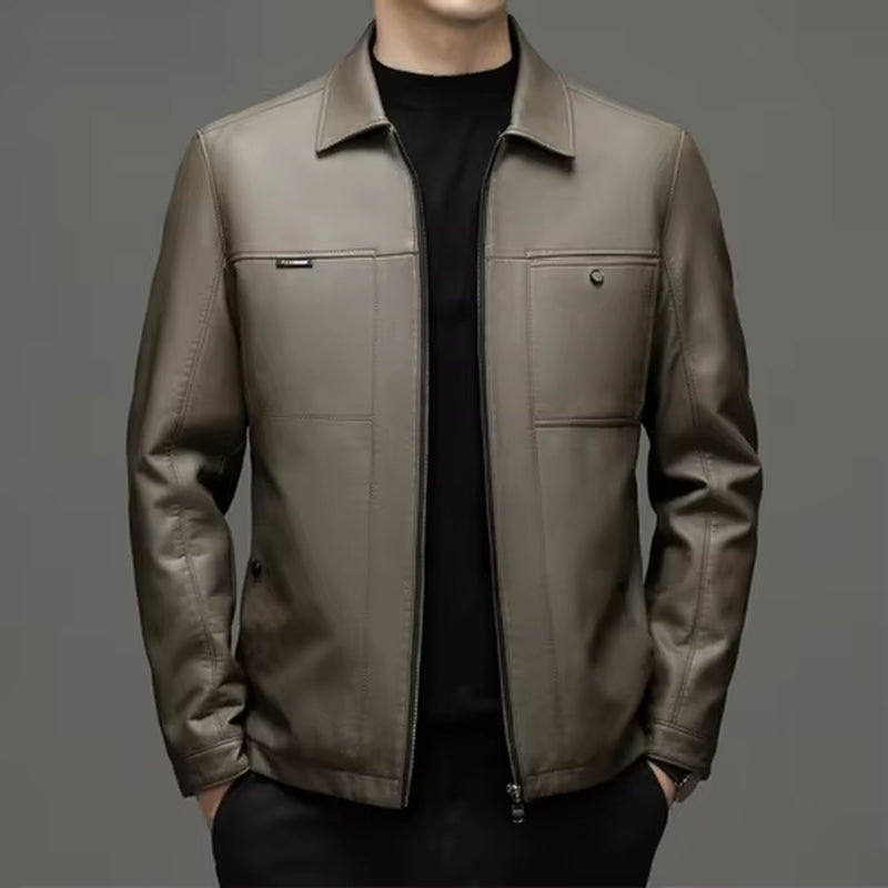 Genuine Leather Man Jackets Autumn Winter Clothes Loose Business Casual Coat Fashion Men Leather down Jacket Chaquetas Hombre