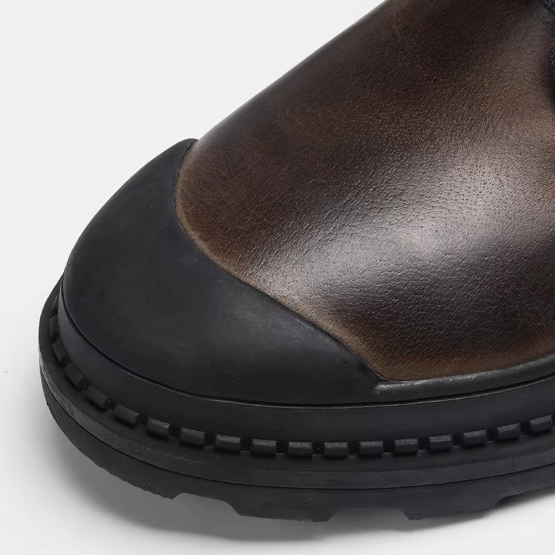 Natural Cow Leather Men Winter Boots Handmade Retro Men Boots Genuine Leather Men Winter Shoes #JM9550