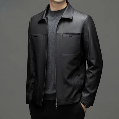 Genuine Leather Man Jackets Autumn Winter Clothes Loose Business Casual Coat Fashion Men Leather down Jacket Chaquetas Hombre