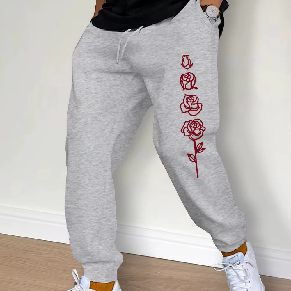 Fashion Men Printing Clothing Trousers Drawstring Casual Pants Sweatpants Autumn and Winter Jogging Sports Fitness Pants