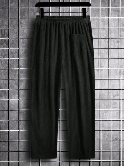 Manfinity Ezcore Loose-Fit Men'S Corduroy Pants, Black Baggy Pants Men, Corduroy Pants Men, Men'S Baggy, Korean Pants Men, for Fall Winter
