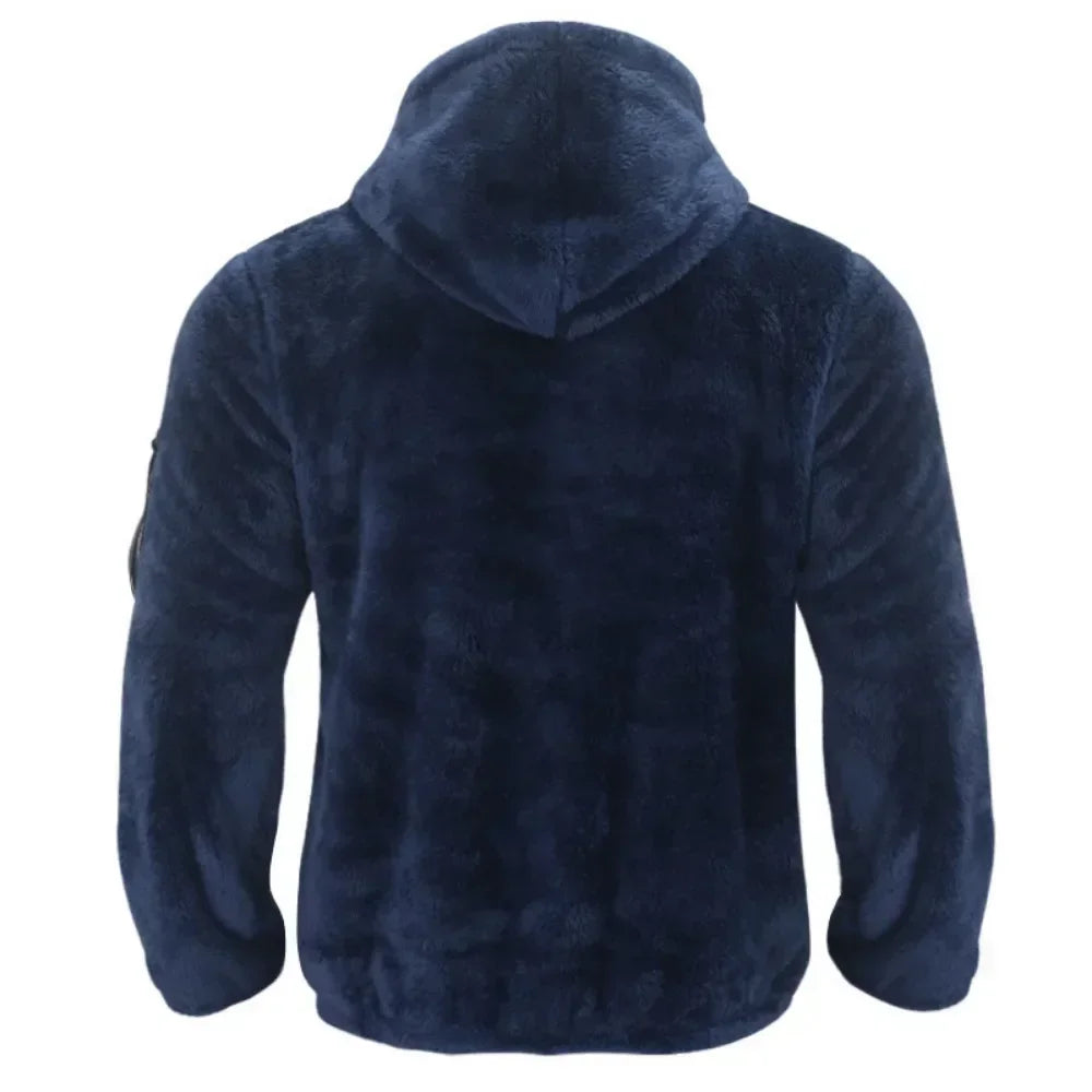 Jacket Men'S Winter Jacket Fall Winter Double-Sided Fleece Warm Jacket Loose Hooded Casual Jacket Comfortable Fabric