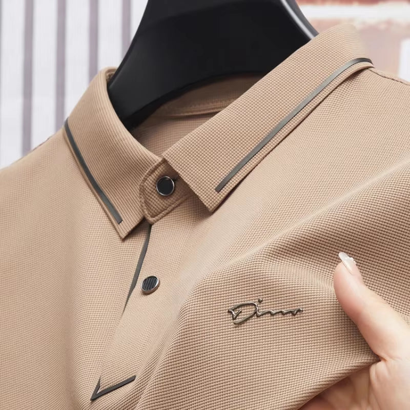 Men'S New Polo Shirt Seamless Premium Luxury Cool Fabric Business Casual Golf Slim Fit Blouse Collar T-Shirt