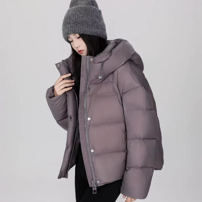 Hooded Casual Short Cotton Jacket for Women in Winter, Small Stature, Thick and Fashionable Temperament, Warm down Jacket
