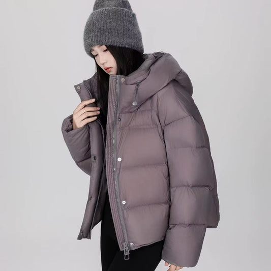 Hooded Casual Short Cotton Jacket for Women in Winter, Small Stature, Thick and Fashionable Temperament, Warm down Jacket