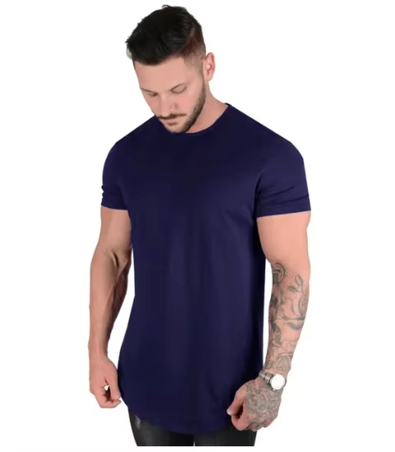 Muscle Fitness T-Shirt Summer Men'S Athleisure Workout Short Sleeve T-Shirt High Quality Cotton Men T-Shirt Gym Sport Shirt Tops