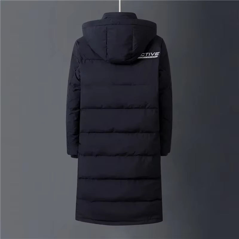 Winter 90% White Duck down Jacket Men Hooded Fashion High Quality Winter Coat Men Long Thicken Warm down Coat Black Parkas