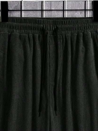 Manfinity Ezcore Loose-Fit Men'S Corduroy Pants, Black Baggy Pants Men, Corduroy Pants Men, Men'S Baggy, Korean Pants Men, for Fall Winter