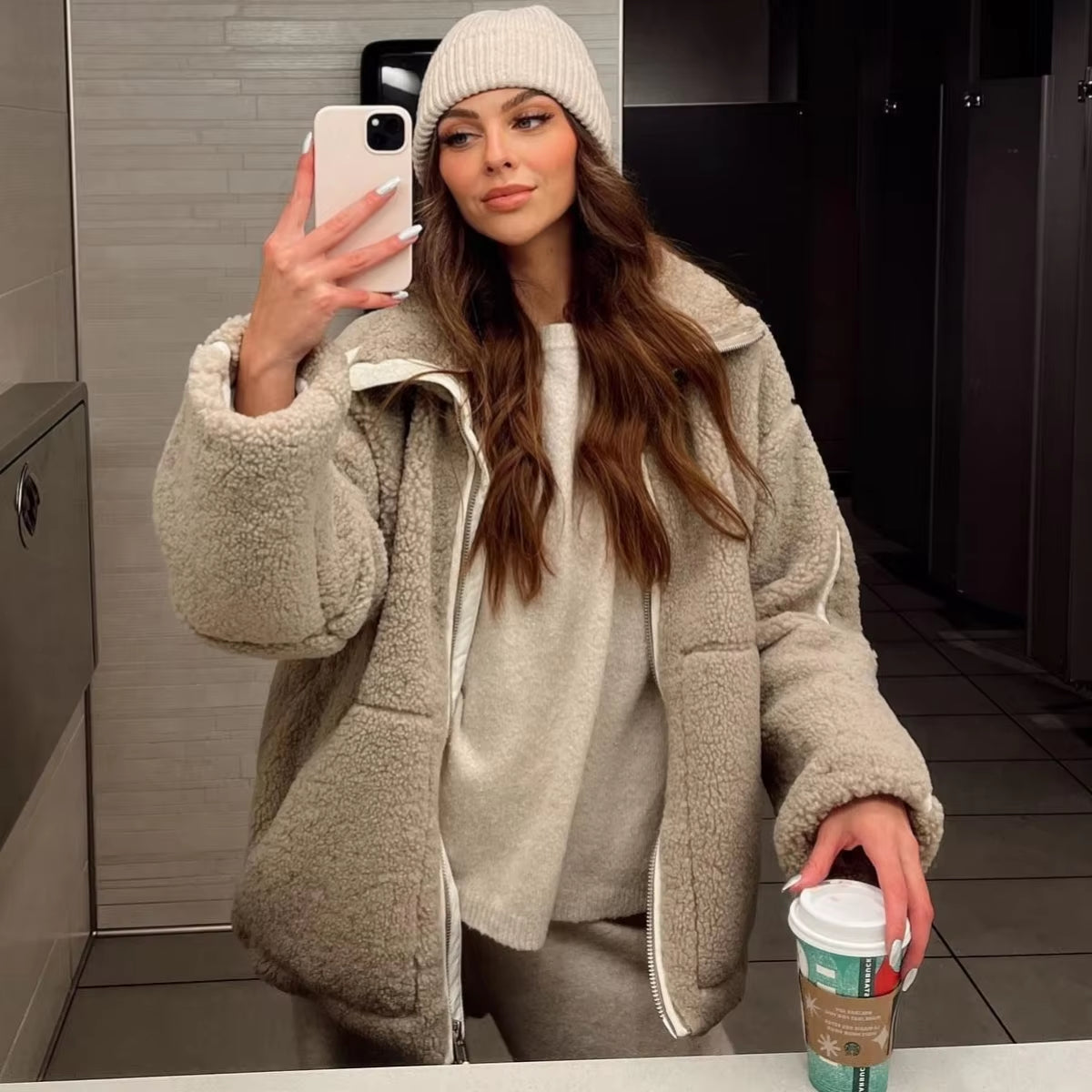 Autumn Winter Coat for Women Oversize Long Teddy Bear Warm Thickening Fleece Faux Fur Coats Winter Jacket Women Long Sleeve Top