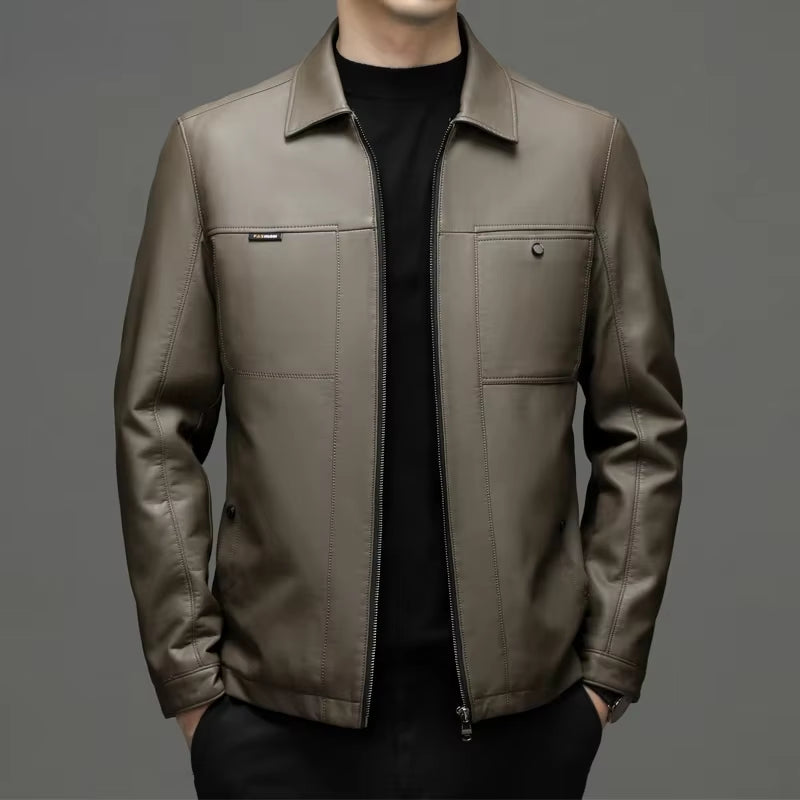 Genuine Leather Man Jackets Autumn Winter Clothes Loose Business Casual Coat Fashion Men Leather down Jacket Chaquetas Hombre