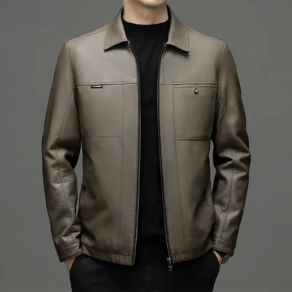Genuine Leather Man Jackets Autumn Winter Clothes Loose Business Casual Coat Fashion Men Leather down Jacket Chaquetas Hombre