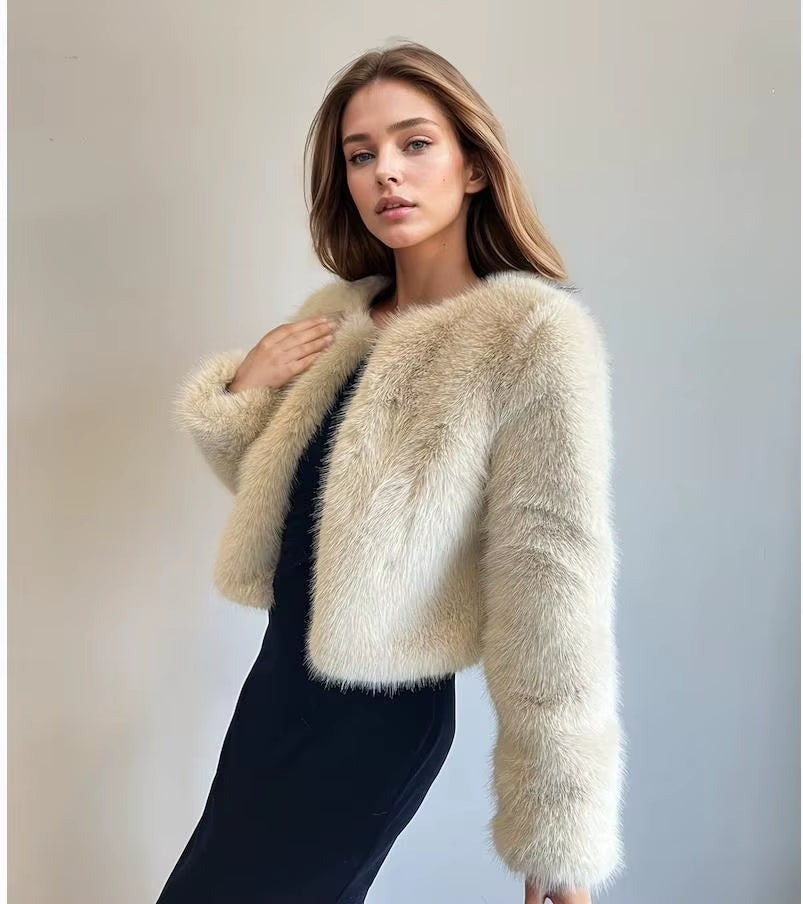 Women'S Winter Warm Imitation Mink Fur Jacket Fashionable and Casual Style