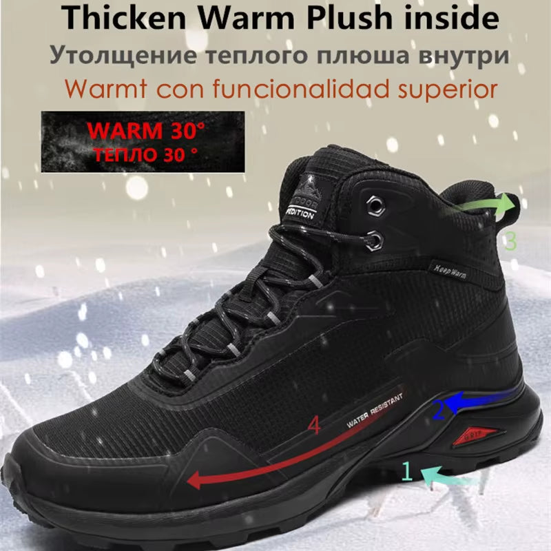 Men Winter Boots Snow Hiking Sneakers Water Resistant Mid Ankle Work Casual Hiker Trekking Outdoor anti Slip Waterproof Shoes