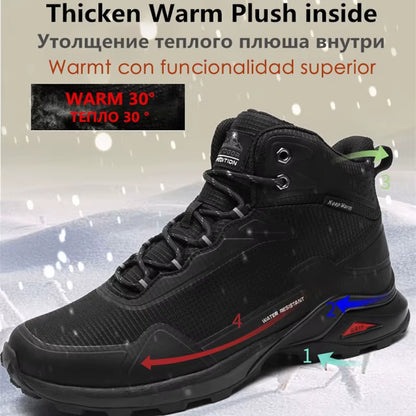Men Winter Boots Snow Hiking Sneakers Water Resistant Mid Ankle Work Casual Hiker Trekking Outdoor anti Slip Waterproof Shoes