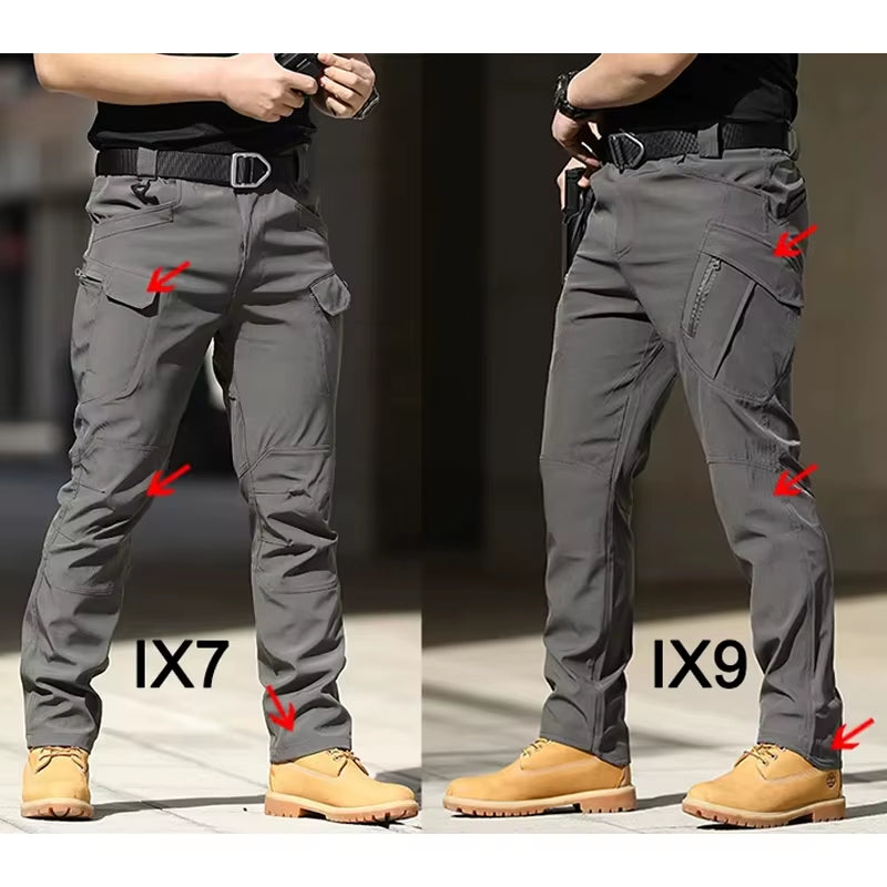 Men Winter Cargo Pants Elastic Waist Travel Softshell Fleece Pants Waterproof Windproof Thermal Warm Long Trousers plus Size 4XL