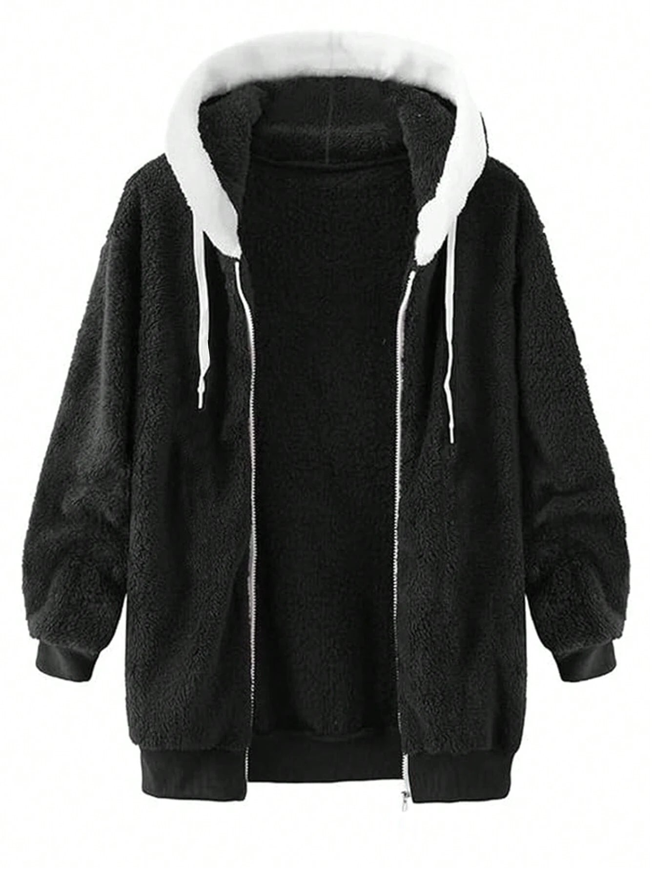 INAWLY plus Size Women'S Plush Drawstring Hooded Jacket Winter Fall Autumn