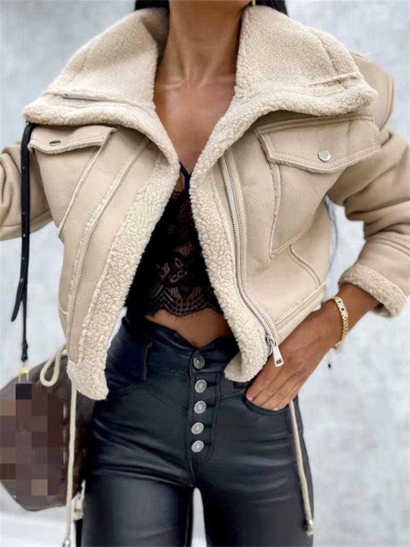 2024 Fashion Women Jackets Autumn Winter Coats Gothic Grunge Long Sleeve Zipper Crop Tops Outerwear Female Windbreaker Harajuku