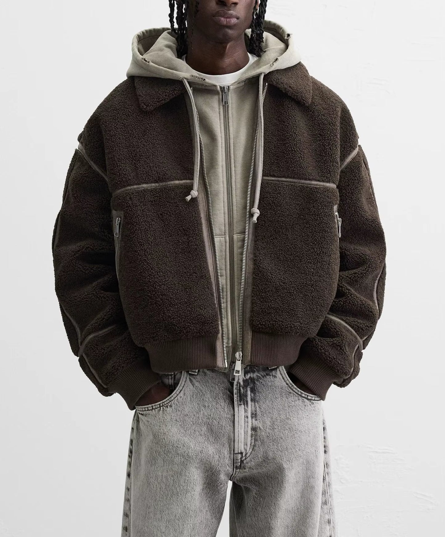 Winter Lapel Fleece Lamb Wool Jacket Men