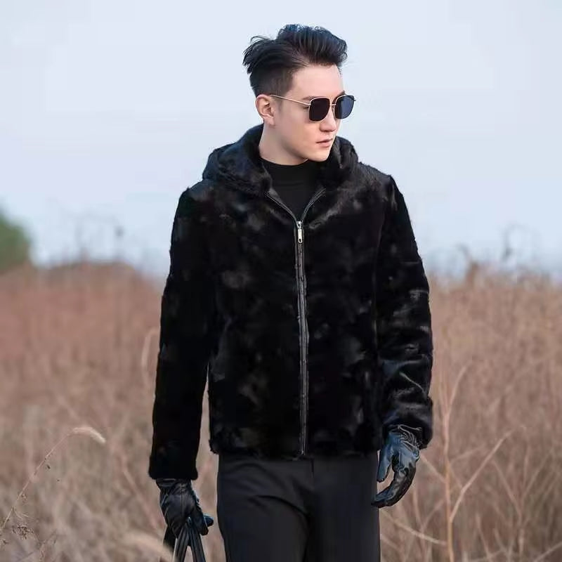 Winter Outdoor Men Mink Fur Coat Fashion Mink Fur Jacket
