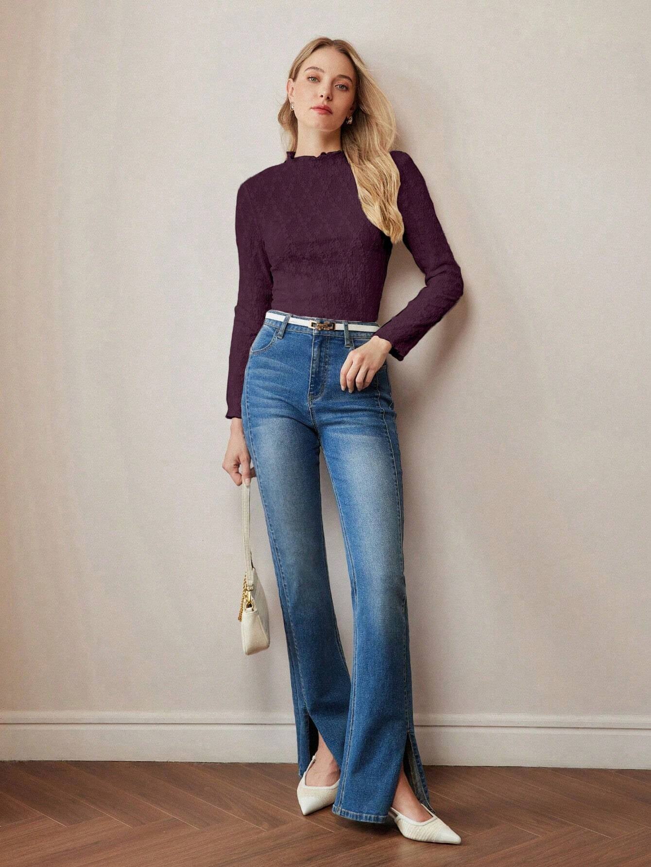 MOTF PREMIUM TEXTURED LETTUCE TRIM T-SHIRT