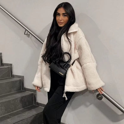 Autumn Winter Coat for Women Oversize Long Teddy Bear Warm Thickening Fleece Faux Fur Coats Winter Jacket Women Long Sleeve Top